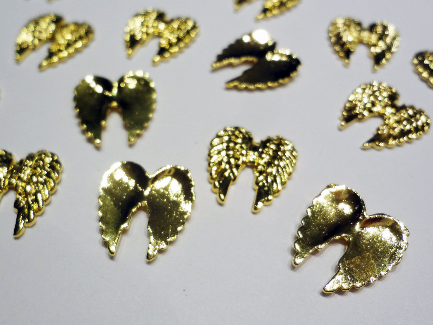 13x12mm 3D Gold Large Feather Wings
