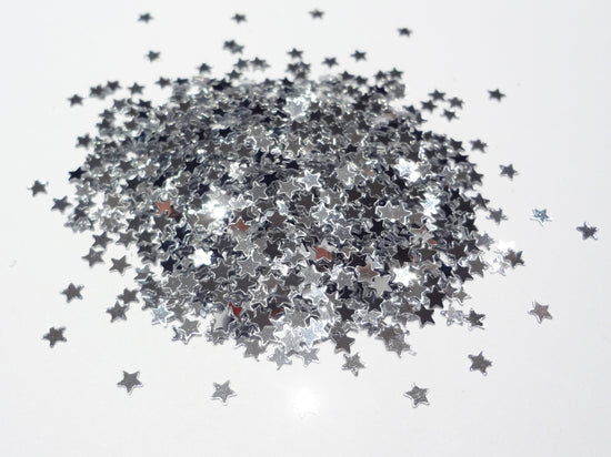 Metallic Silver Tiny Star Sequins, 3mm