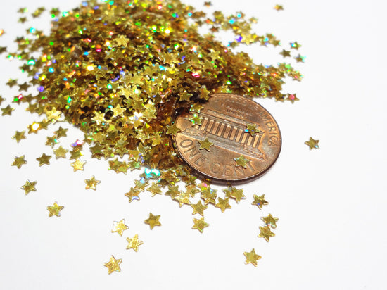 Holographic Gold Tiny Star Sequins, 2mm