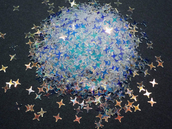Iridescent High Sparkle Four Point Star Sequins, 4mm