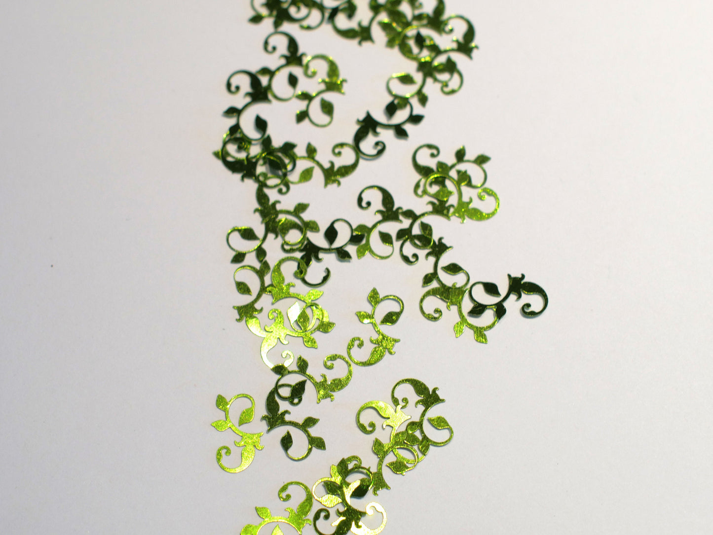 Light Metallic Green Vines Sequins, 14x9mm