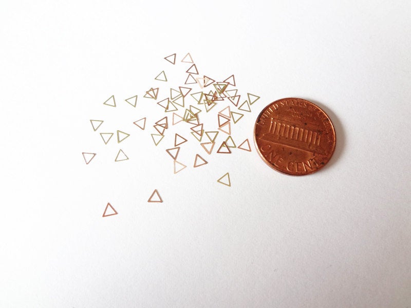 3mm Gold Hollow Triangles, Nail Art Slices