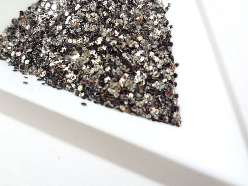 Duo Black and Pale Gold Loose Glitter, .040" Hex, 1mm, 1/24