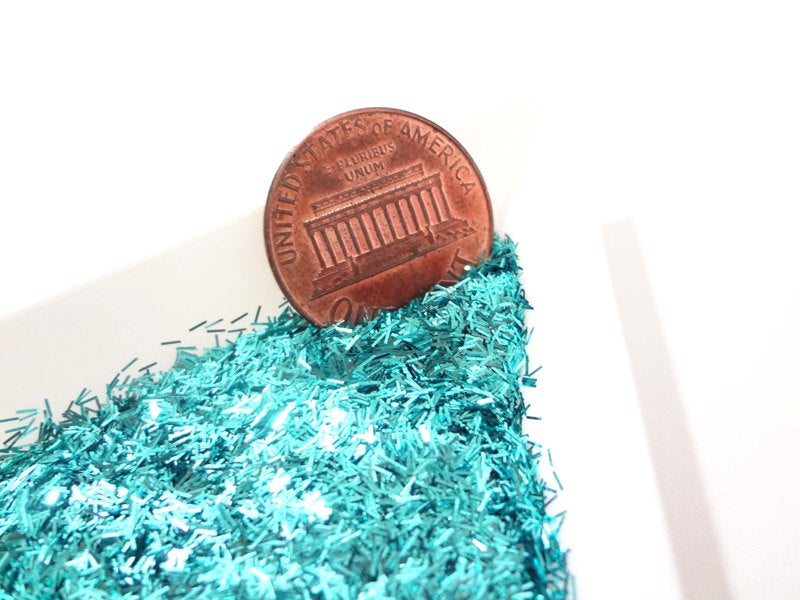 Teal Blue Tinsel, 0.2x1.5mm