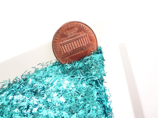 Load image into Gallery viewer, Teal Blue Tinsel, 0.2x1.5mm
