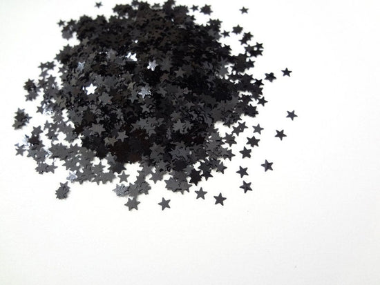 Charcoal Black Star Shape Glitter, 3mm, Solvent Resistant Glitter