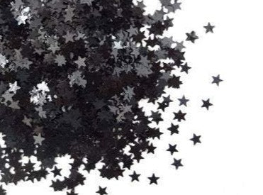 Charcoal Black Star Shape Glitter, 3mm, Solvent Resistant Glitter