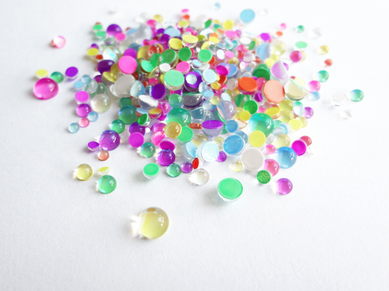 Iridescent Multicolor Glass Bubble Effect Flatbacks, 1mm to 5mm Mixed Sizes