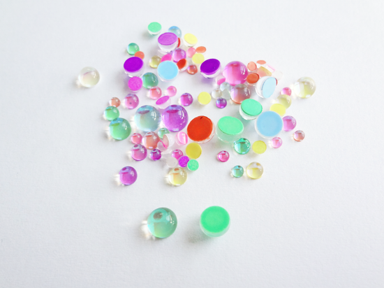 Iridescent Multicolor Glass Bubble Effect Flatbacks, 1mm to 5mm Mixed Sizes
