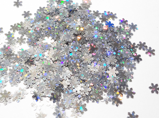 Holographic Silver Snowflake Sequins, 5mm