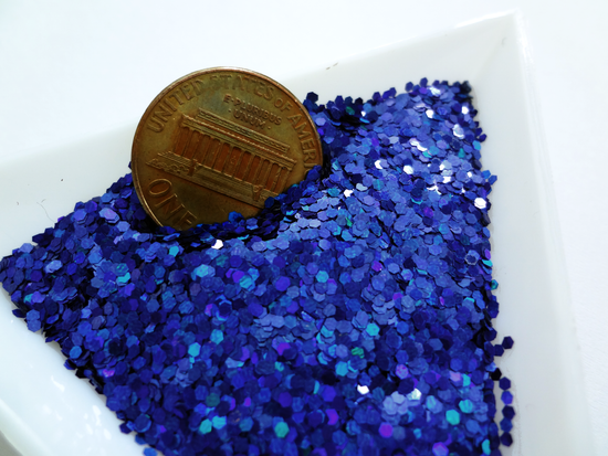 Holographic Laser Sapphire Blue Loose Fine Glitter, .040" Hex, 1mm, 1/24